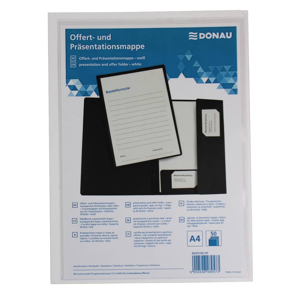 Ordnermappe, Präsentationsmappe, A4, weiß, blau