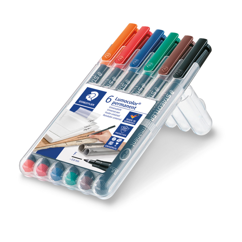 Marker, Stiftset, 6er-Set, Lumos color permanent, Pensel-Set
