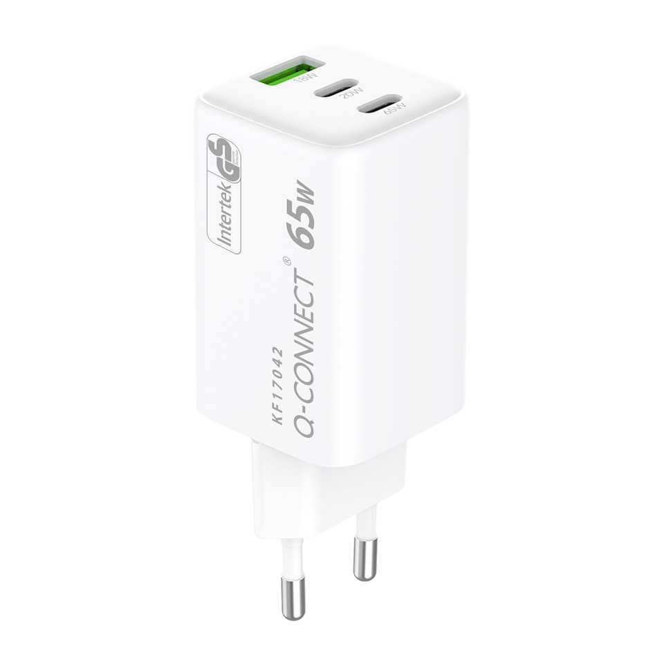 Q-Connect, 65W, USB-A, USB-C, Wandadapter
