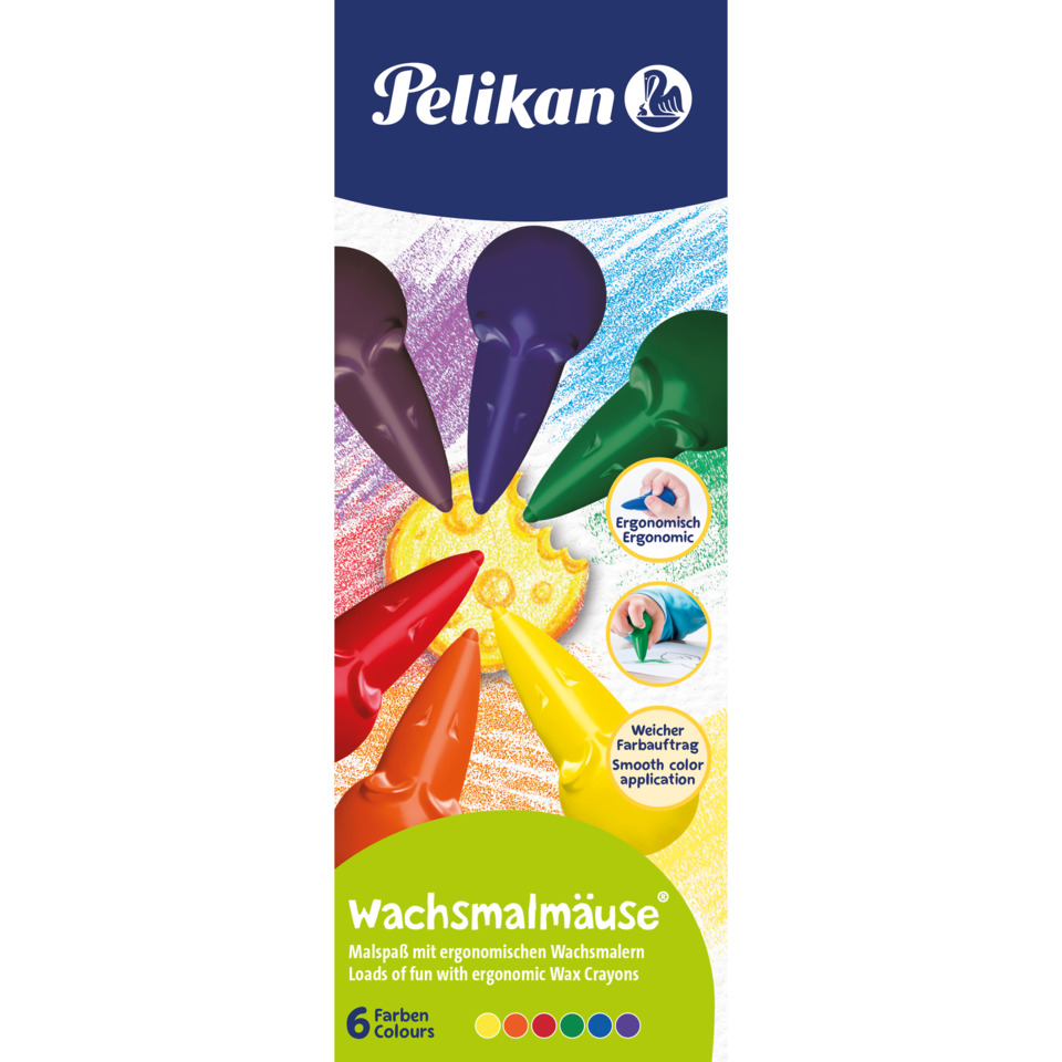 Wachsmalstifte, Ergonomisch, Bunt, Farbenstift-Set, 6 Farben