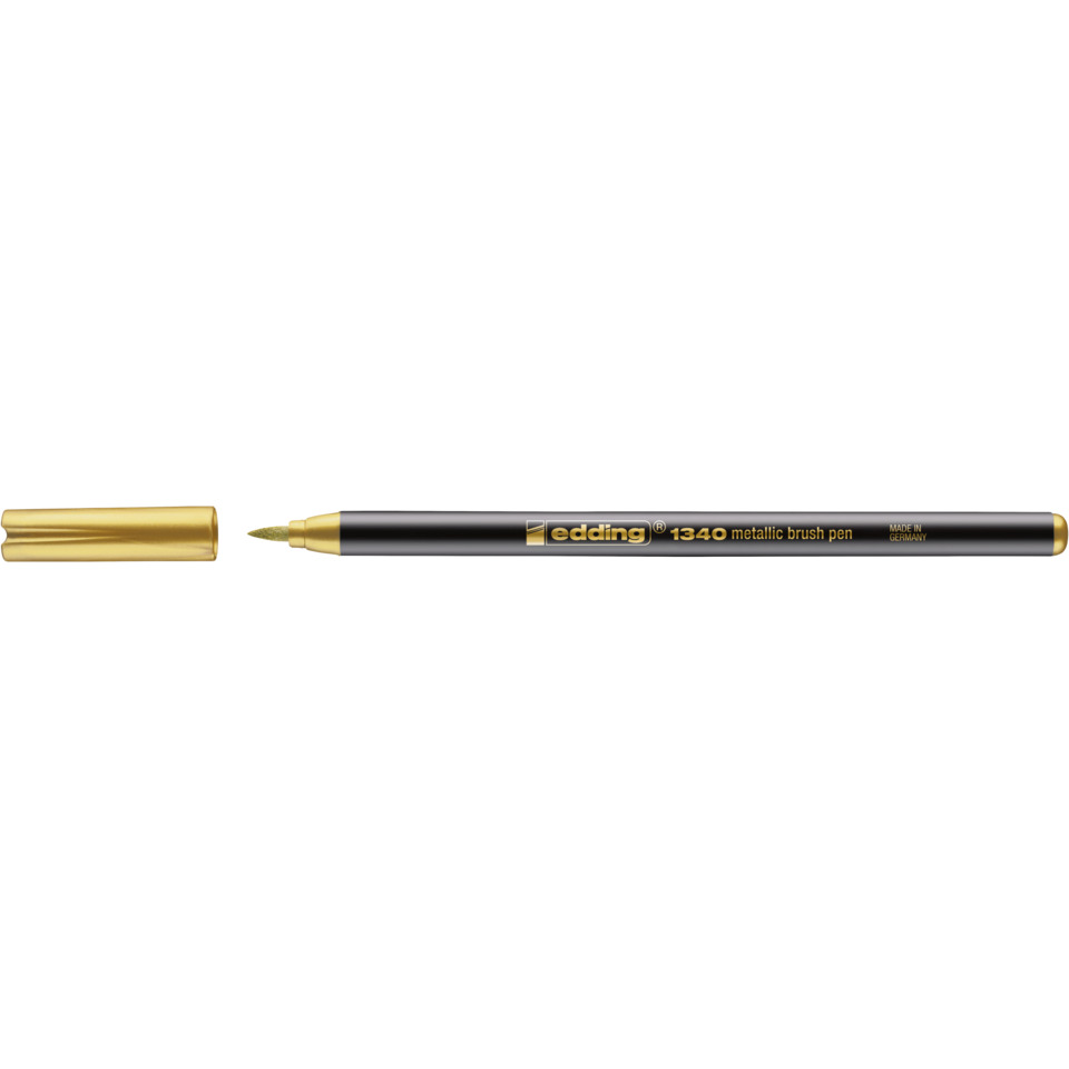 Brushstift, metallisch, goldenes Cap, schwarzer Körper, feine Spitze