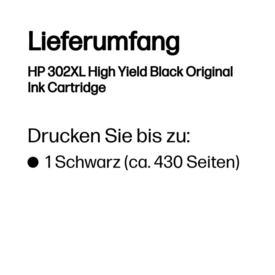 Tintenpatrone, HP 302XL, Schwarz, Original, Tinten cartridge