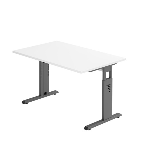 Schreibtisch C-Fuß - 120 x 65-85 x 80 cm, höhenverstellbar, weiß/graphit HAMMERBACHER MONT.VOS12/W/G
