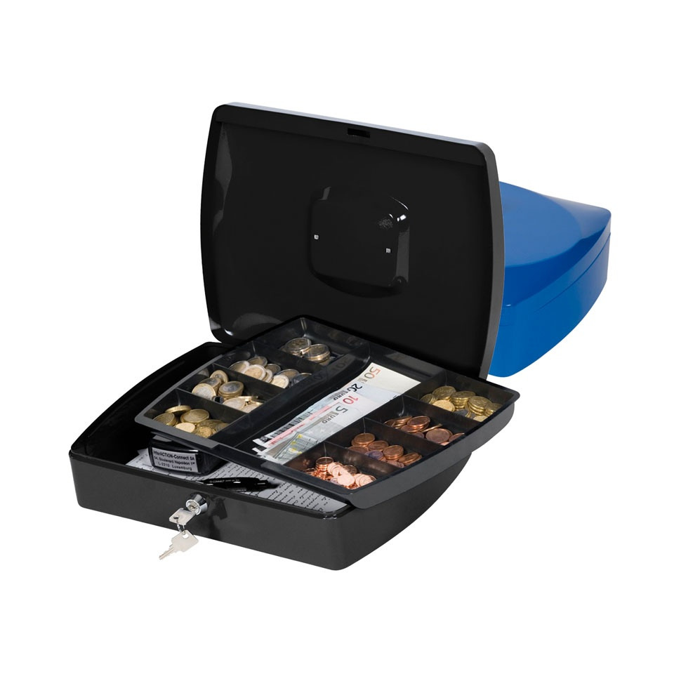 Kassenbox, Geldkassette, Geldaufbewahrung, Geldkassette mit Münzen, Schlossfach