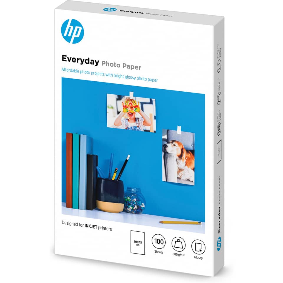 Fotopapier, HP Everyday, Tintenstrahldruck, Glänzend, 100 Blatt