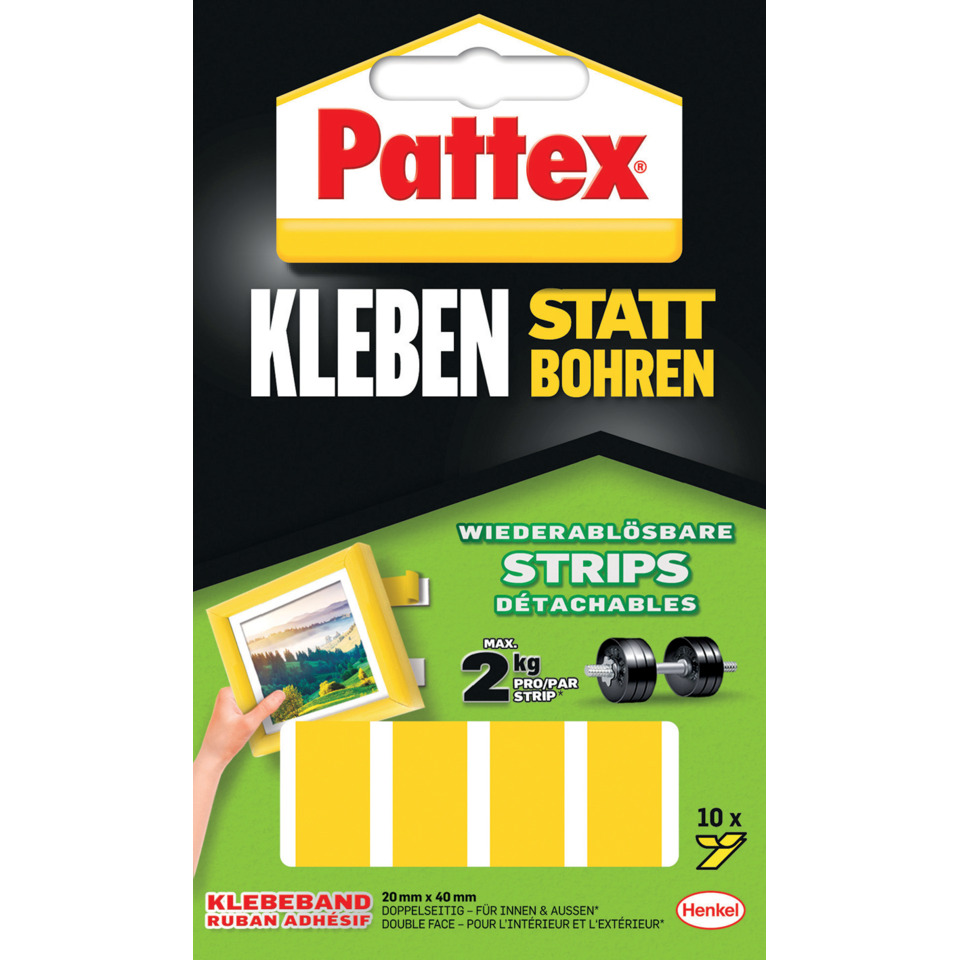 Klebeband, Doppeltes Klebeband, Strips, 2 kg Strip, Rollenmaß 20 mm x 40 mm