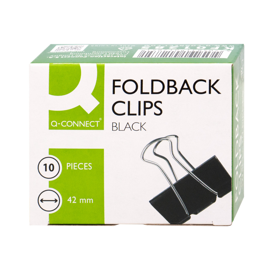 Foldback Clips, Binder Clips, Schwarz, 42 mm, 10 Stück