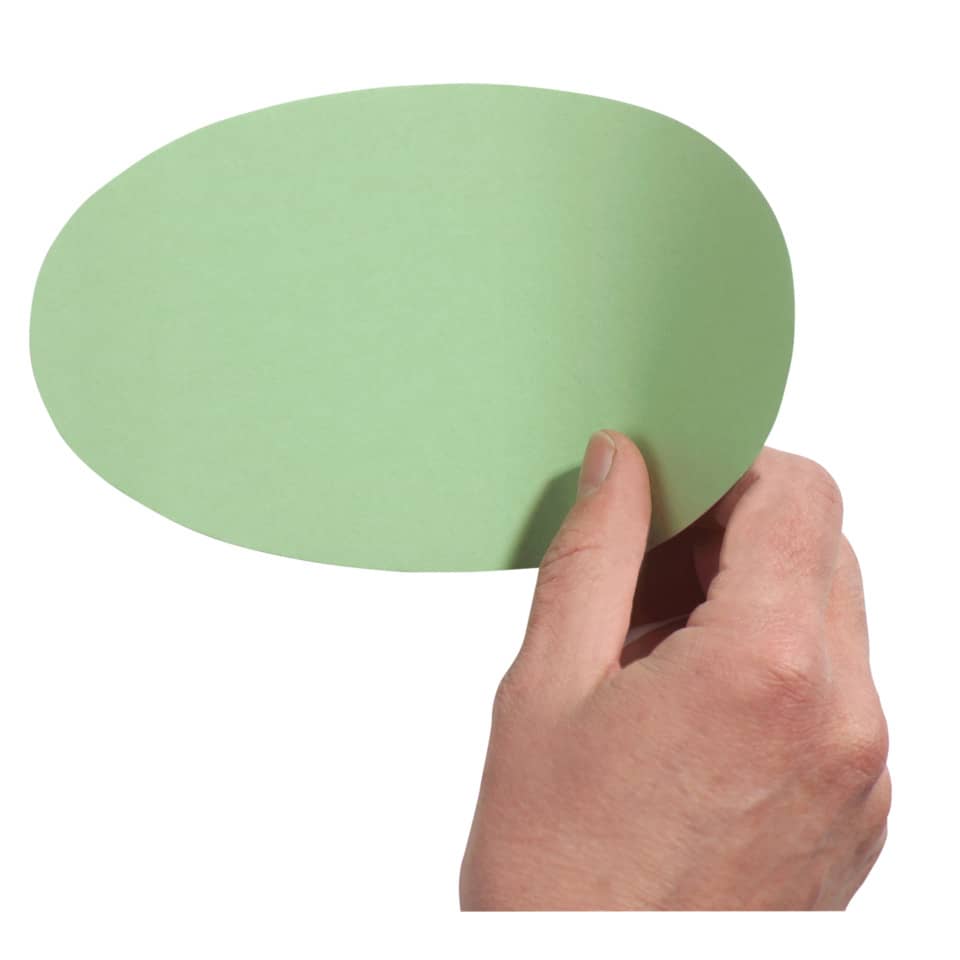 kaktongesicht?, grüner kreis, hand hält papier, krawatte?, papierrecycling?
