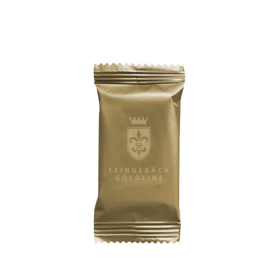 Goldfarben, Verpackung, Feingebäck, Schutzfolie, Logo-Motiv