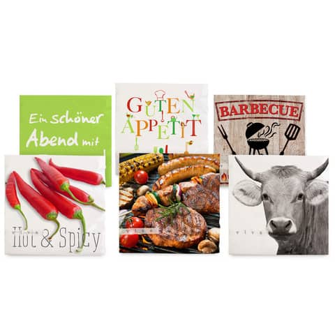 Motivserviette Grillen, 3-lagig, 33 x 33 cm, 20 Stück, sortiert  1200-23002