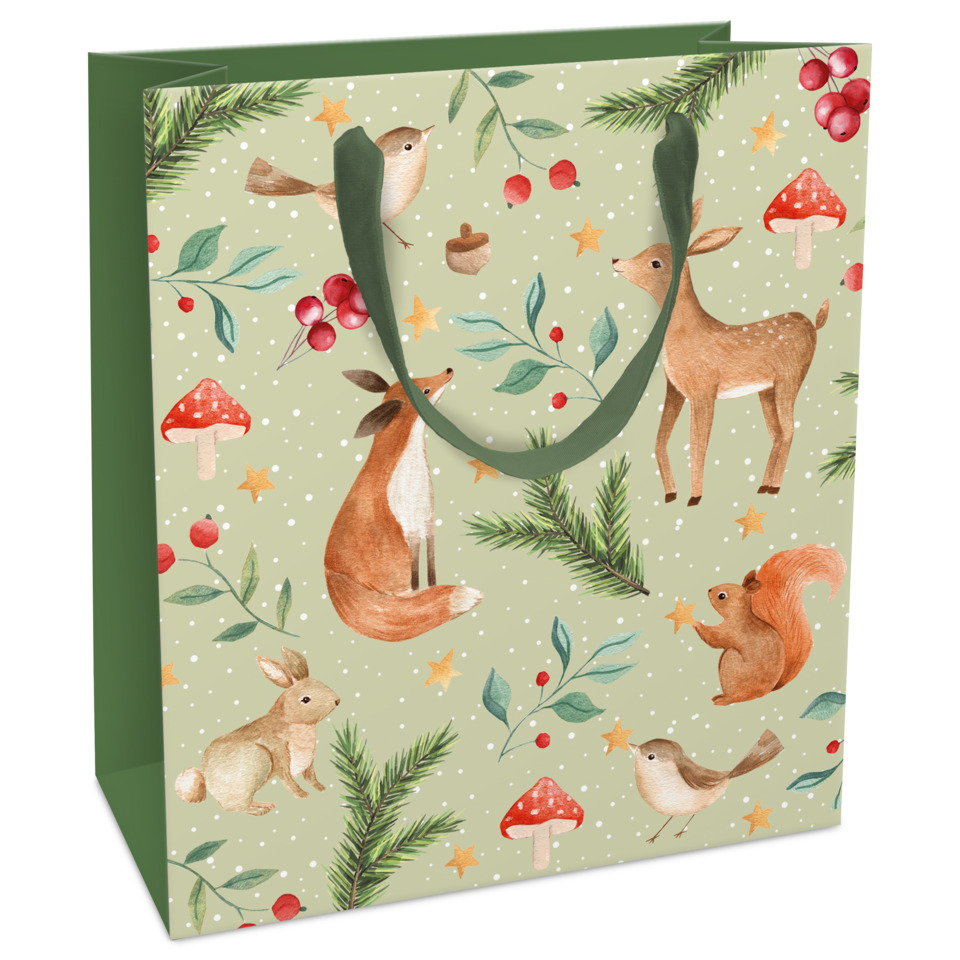 Geschenketasche, Geschenkbeutel, Weihnachtsmotiv, Tiermotive, Naturdesign