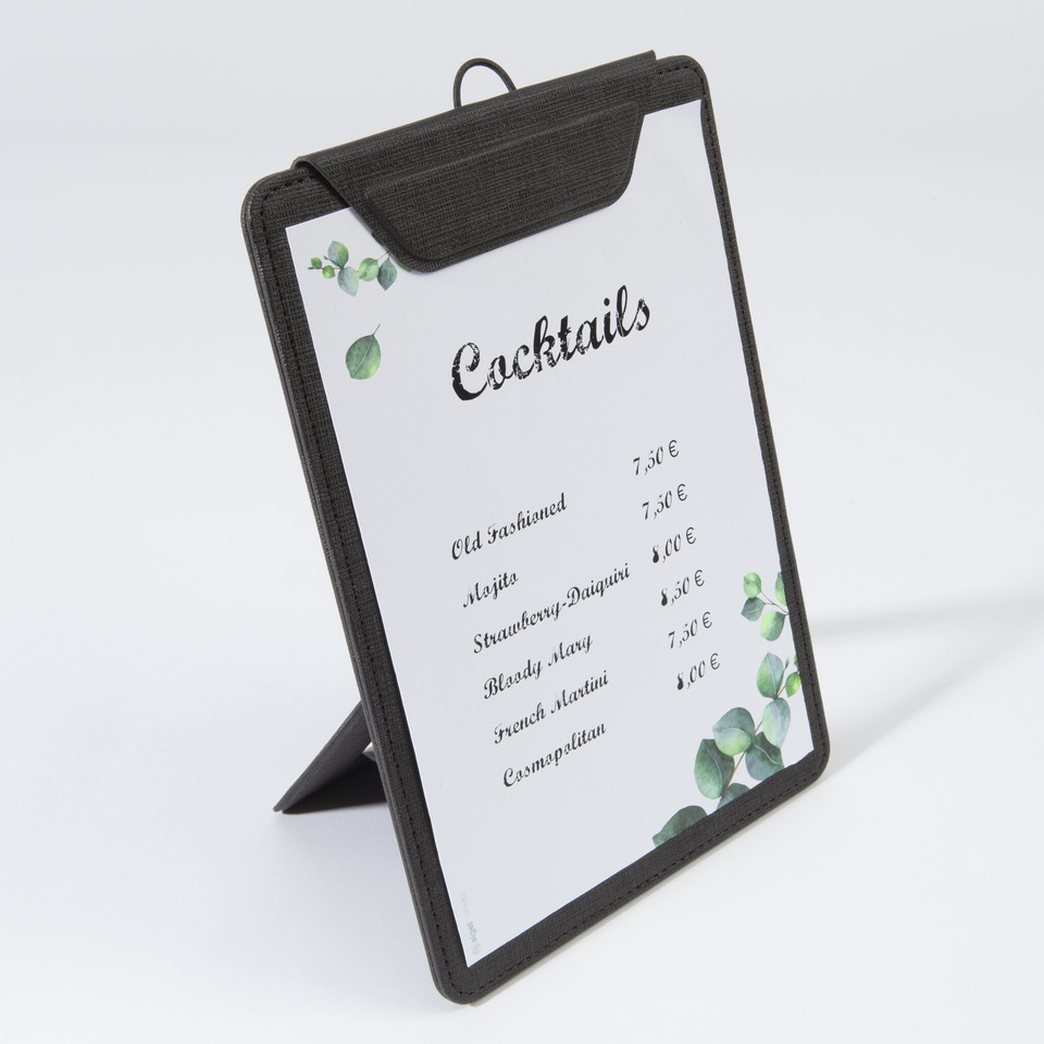 Speisekarte, Cocktails, Ablage, Kunstleder, Tafelaufsteller