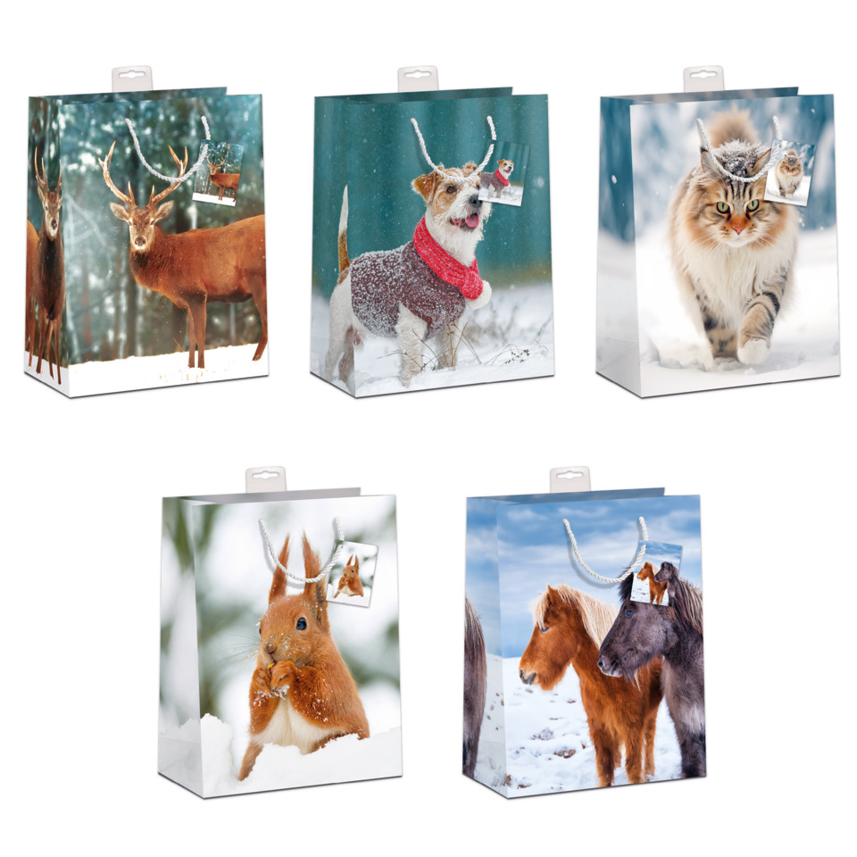 Tiermotiv, Wintertier, Schnee, Getränketüte, Tierbeutel