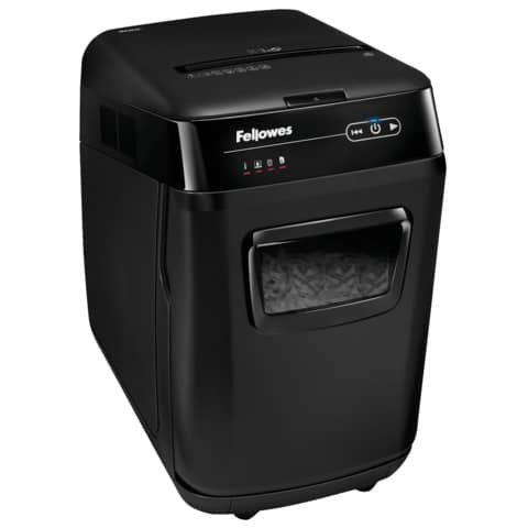 Aktenvernichter AutoMax 200C, Partikelschnitt 4x38mm, P4, 200 Blatt, schwarz FELLOWES 4653601