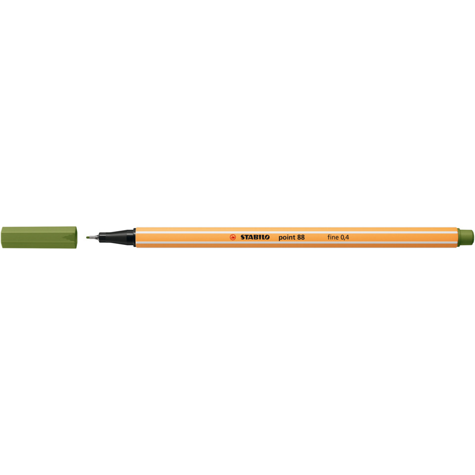 Bleistift, BleistiftmitKappe, Kunststoffgriff, HB-Grade, Orange, fineliner, orange barrel, green cap, point 88, 0.4 mm