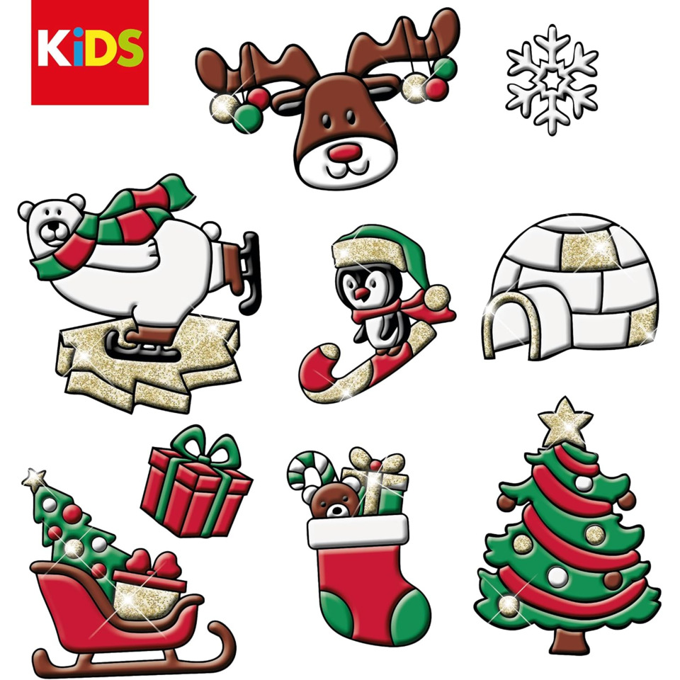 Weihnachtsdekoration, Kinderbild, Wintermotiv, Weihnachtsbaum, Geschenke