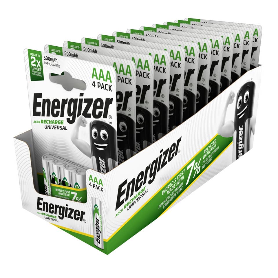 AAA-Batterien, 4er-Pack, Energizer, aufladbare, universell