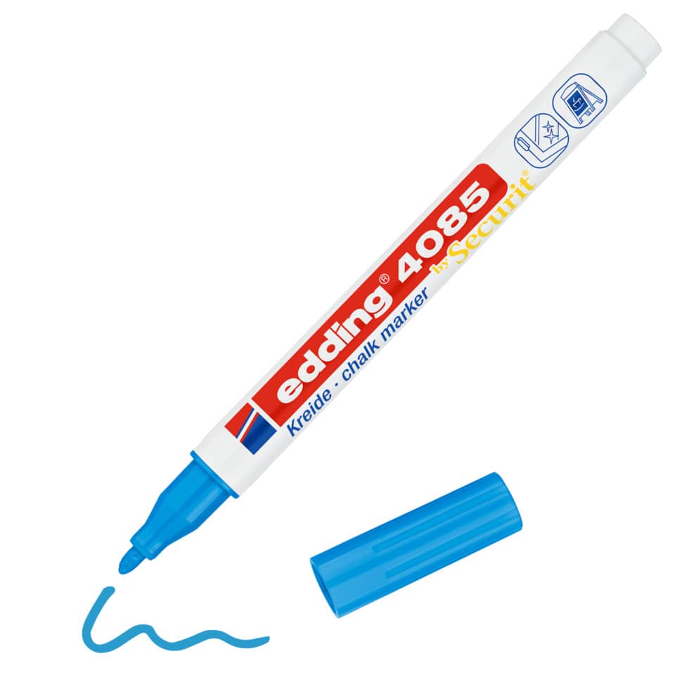 Whiteboard marker, blauer Deckel, löschbar, Kreide-Marker, eding 4085