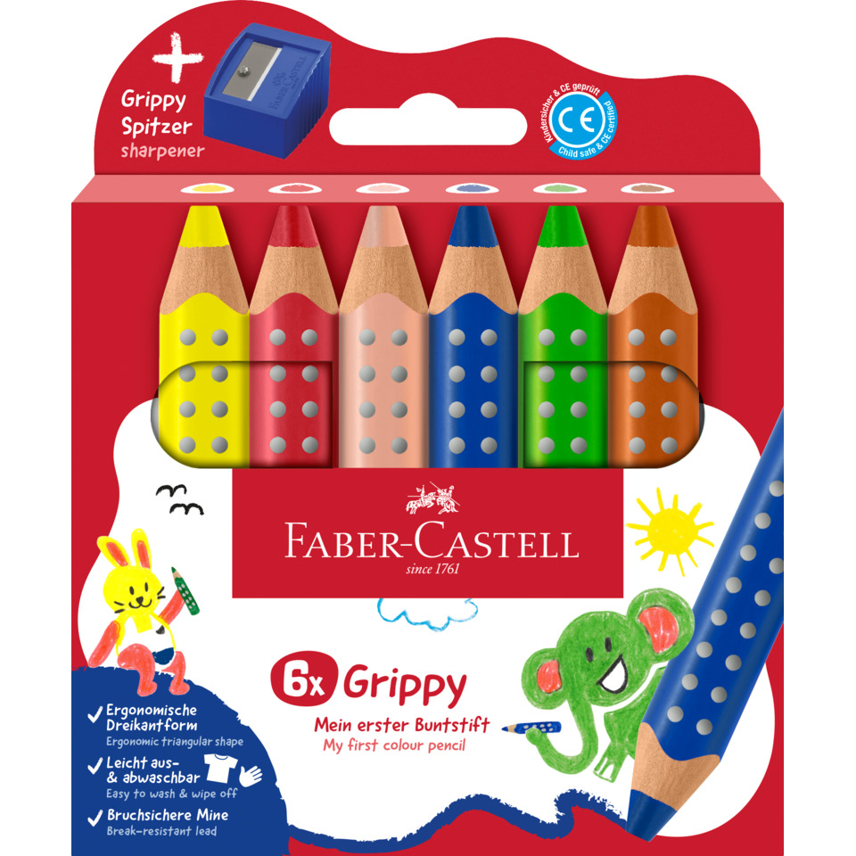 farbige bleistifte, Holzbleistifte, Sechserset, grippig, Kunstset für Kinder