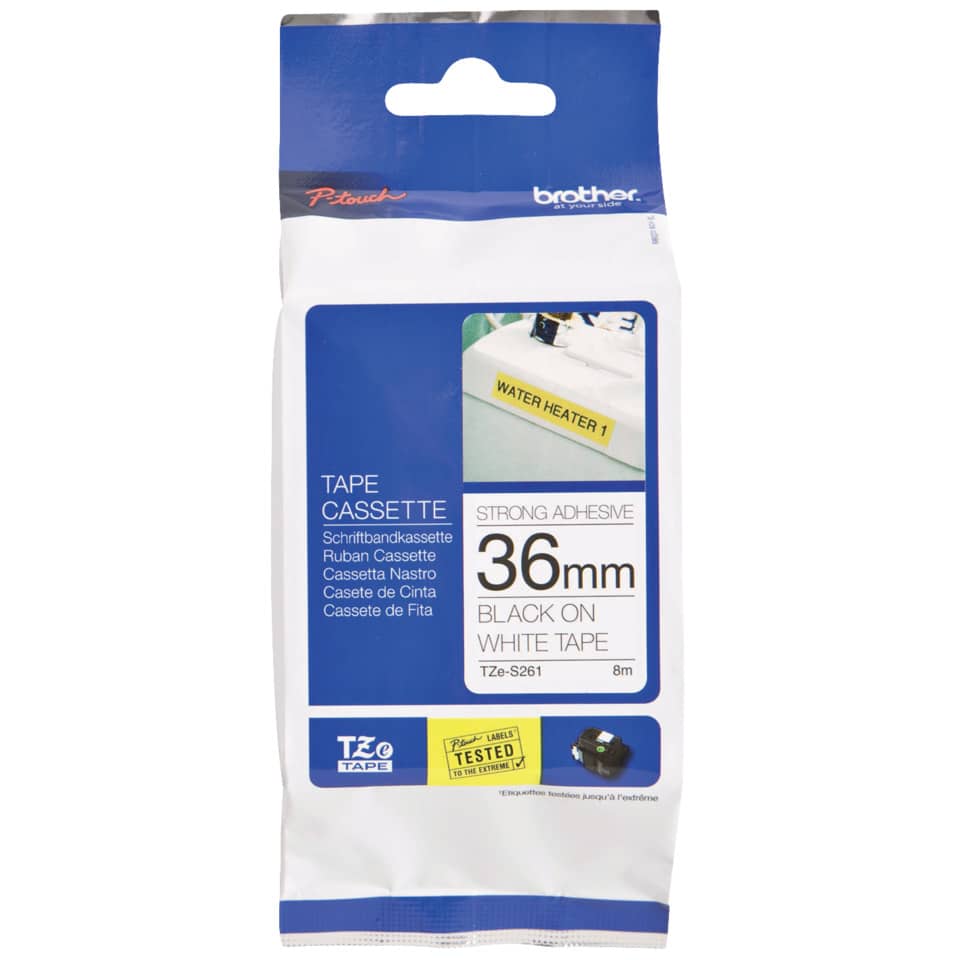 Tape, Cassette, 36mm, Schwarz-auf-weiß, Klebeband