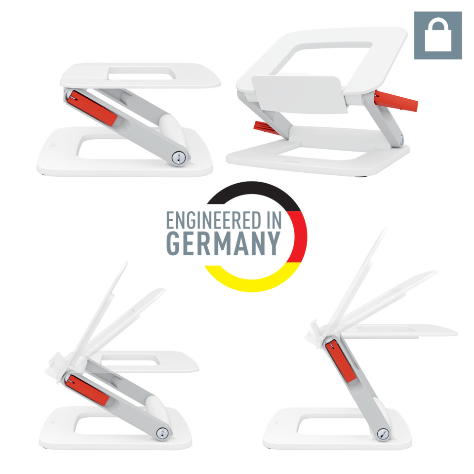 Schreibtischlampe, Verstellbar, Kunststoff, Weiß, Klappbar