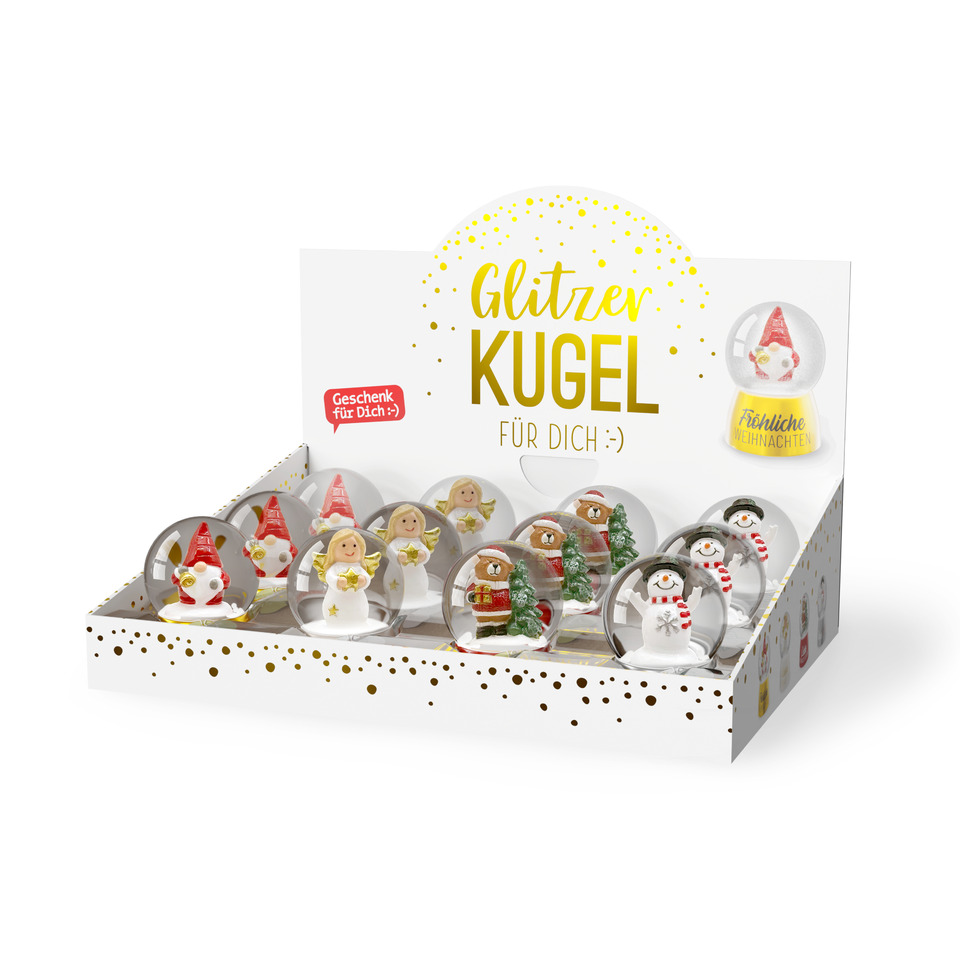 Glitzerkugel, Ø 4,5 x 6 cm, sortiert FÜR DICH 700140
