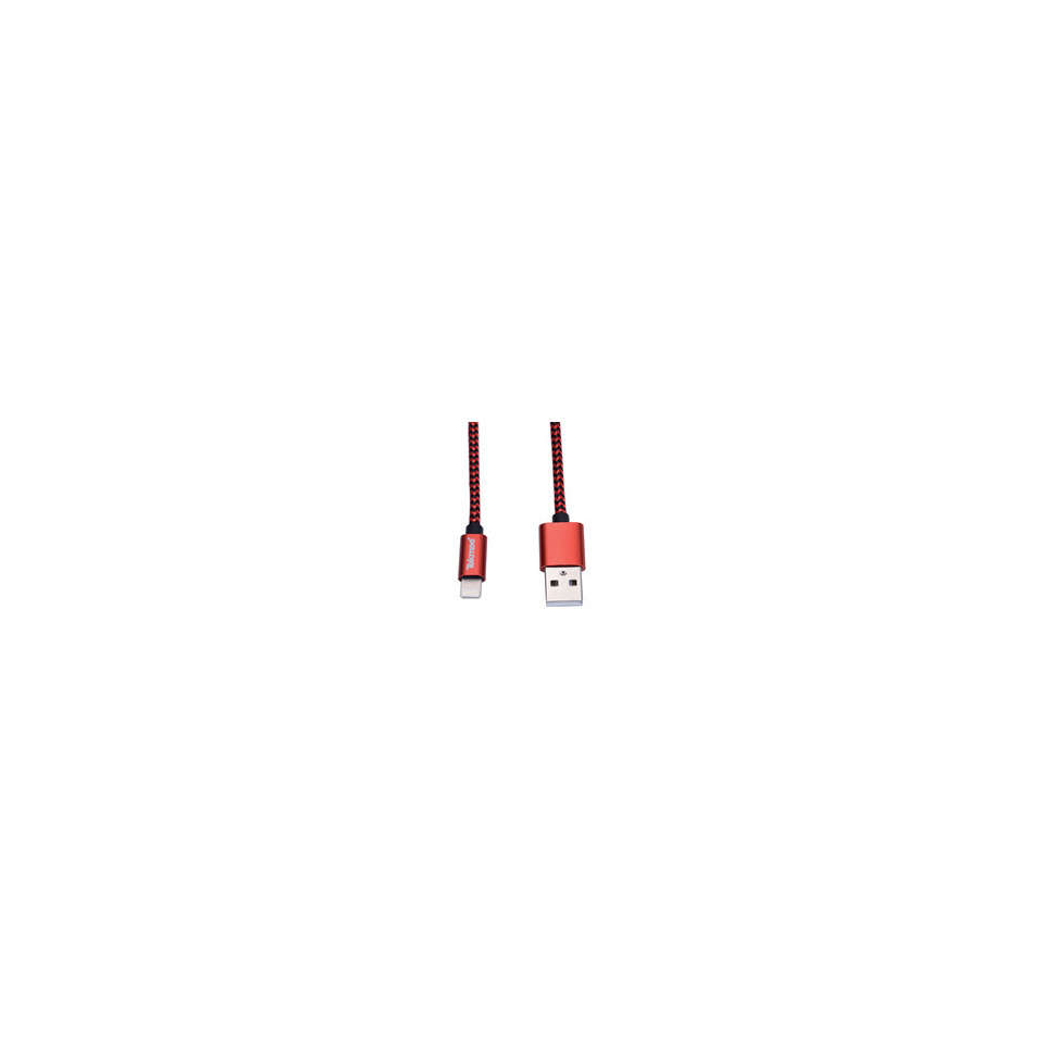 USB-C-Kabel, geflochtenes Kabel, rot, USB-Anschluss, Ladekabel