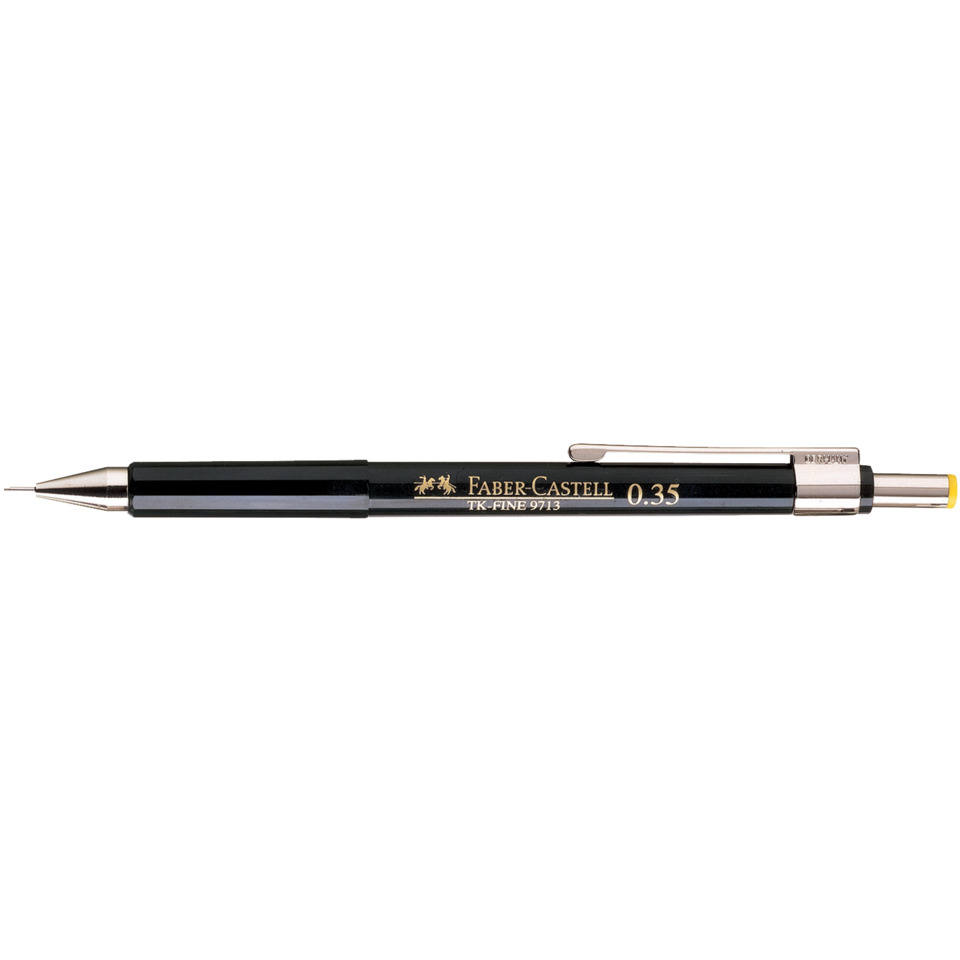 mechanische Bleistift, 0,35 mm, Bleistiftmine, schwarzer Korpus, Taschenklemme
