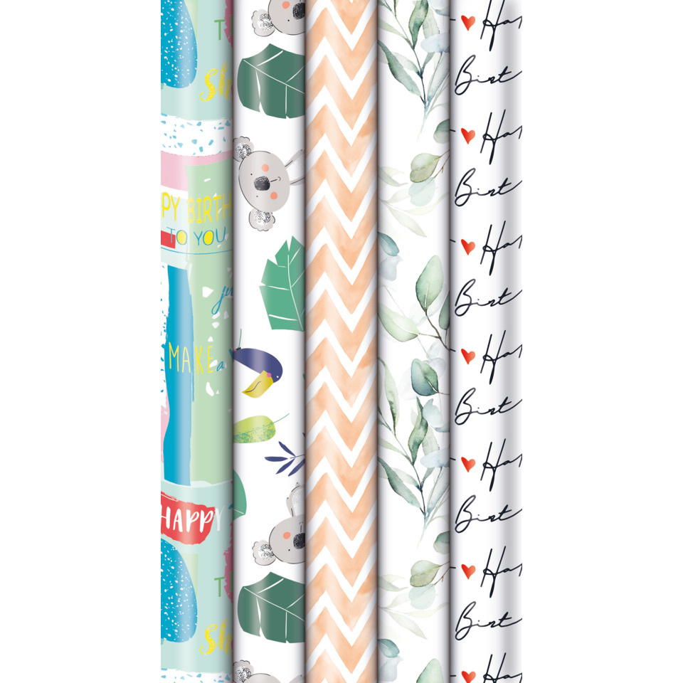 Geburtstagsband, Geschenkpapier, Muster, Blumen, Zickzack
