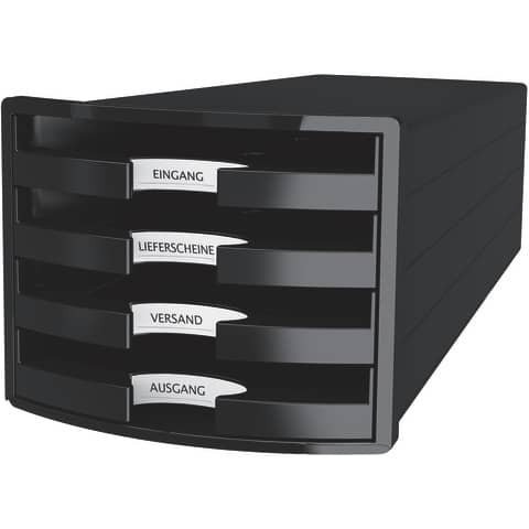 Schubladenbox IMPULS, DIN A4/C4, 4 offene Schubladen, schwarz HAN 1013-13