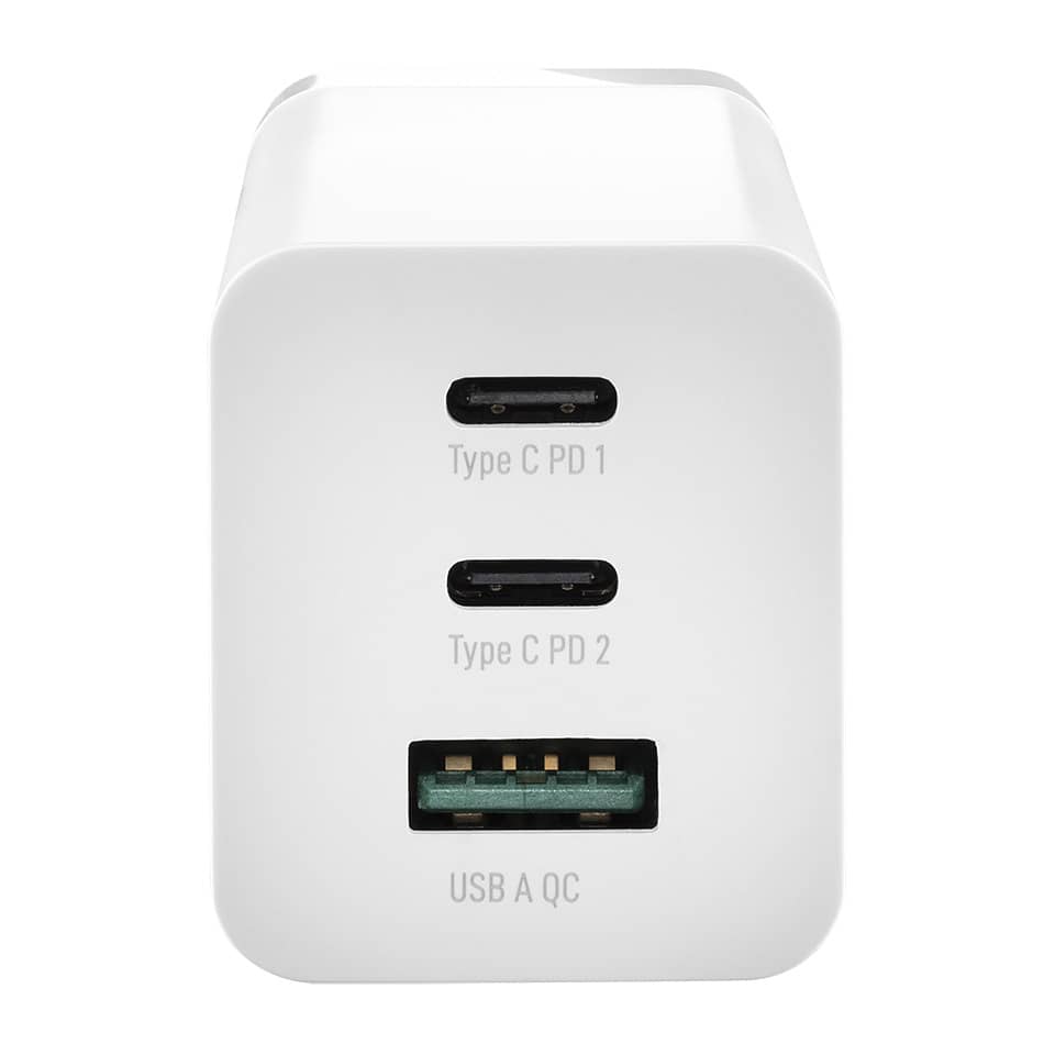 USBC-Ladegerät, PD-Ports, Type-C, USB-A QC, weißes Ladegerät