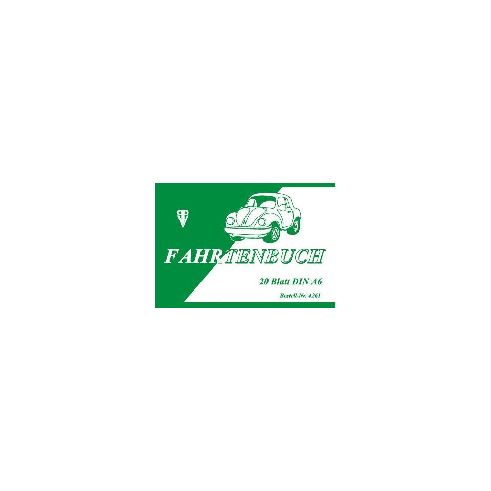Fahrtenbuch, DIN A6, 20 Blatt, Grün, Auto
