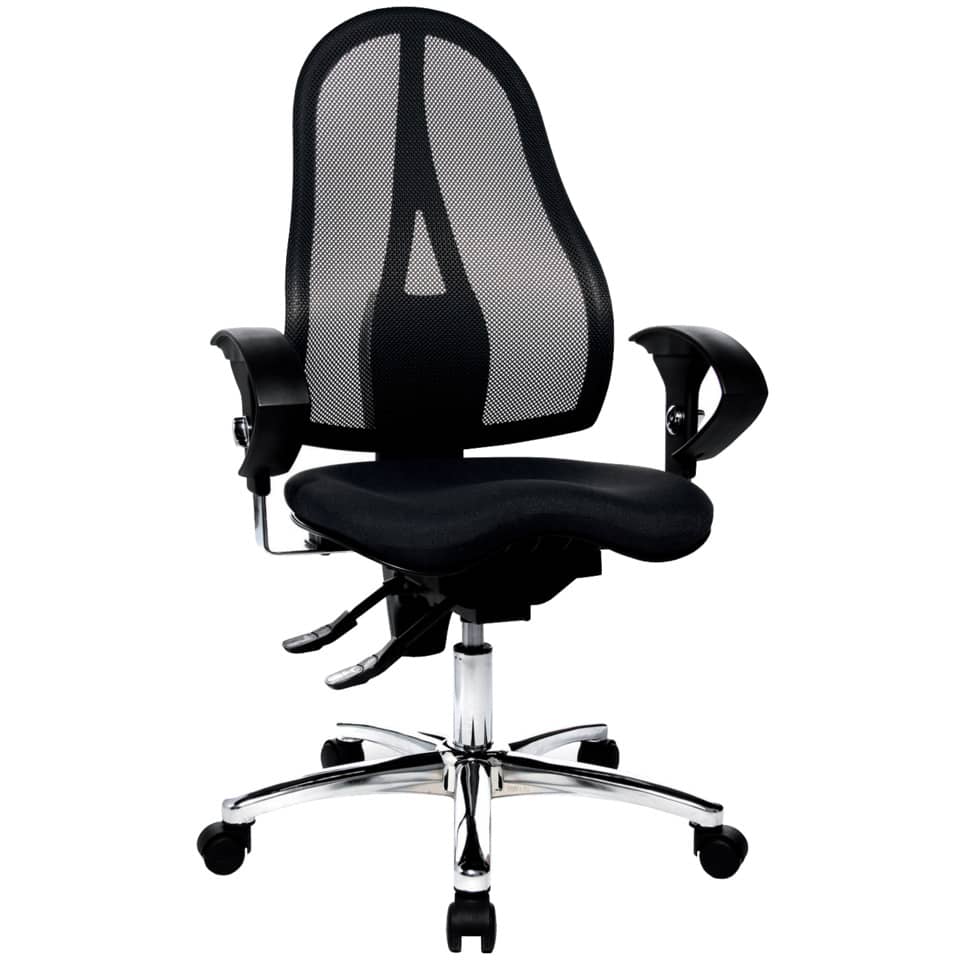 Bürostuhl, Mesh-Rücken, Verstellbare Armlehnen, Chrom-Basis, Rollenkette