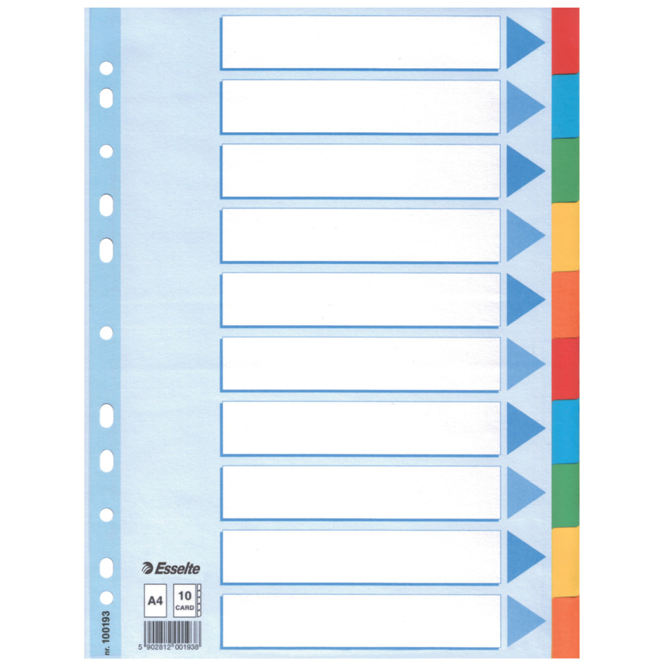 Kartonregister Standard Blanko, A4, Karton, 10 Blatt, weiss ESSELTE 100193 Seite, Text, Papier