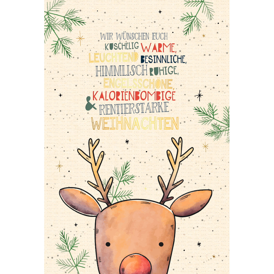 weihnachtskarte, deko kartes, rehdeko, weihnachtsdesign, weihnachtspost
