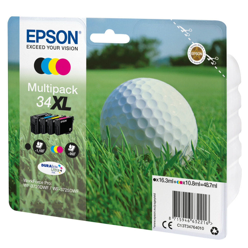 Golfball, Druckerpatrone, XL, EPSON?, DuraBrite Tinten, Golfball, Printer cartridge, XL pack, Cyan magenta yellow black, DURABrite ink