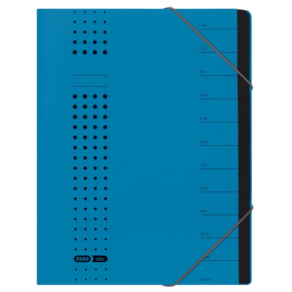 notebook, ring binder, blue, perforated, elastic band