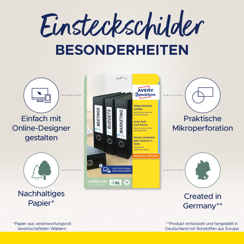Ordner, Ordnerhüllen, Avery, Mikroperforation, Nachhaltiges Papier, Ordner, Schilder, Avery, Meeting, Marketing