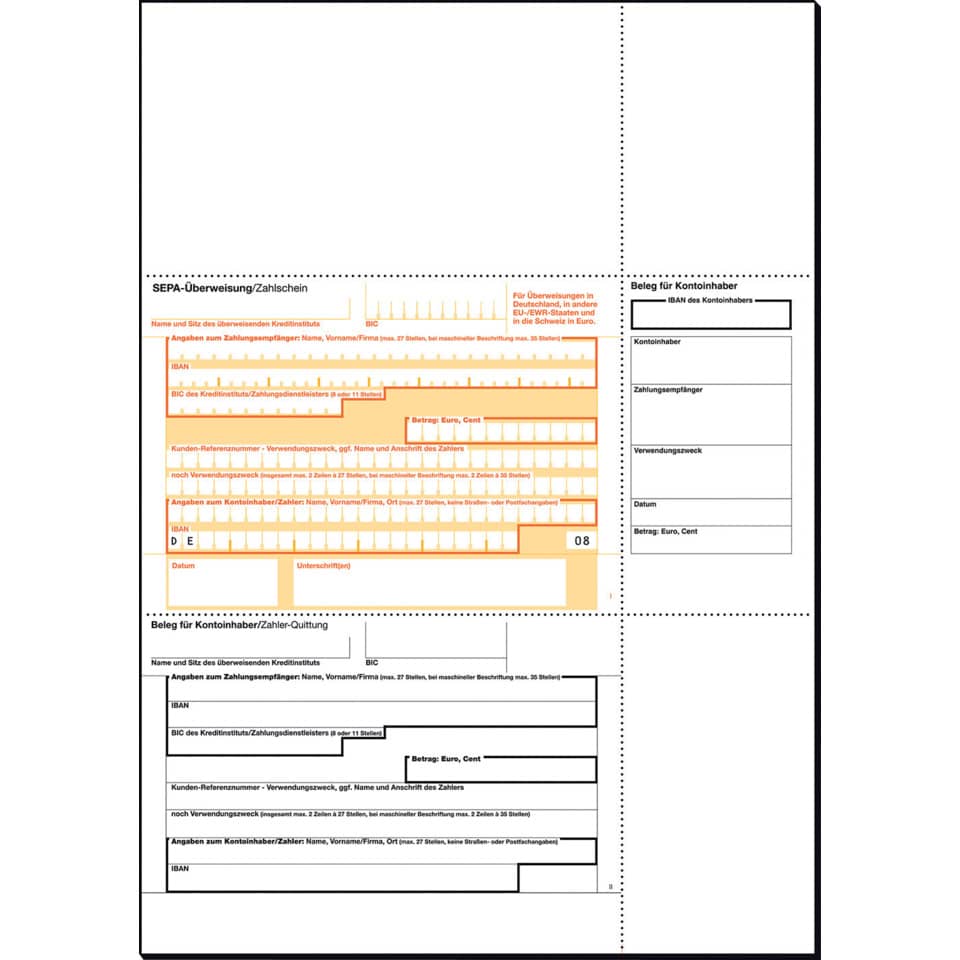 SEPA-Form, Banküberweisung, Zahlungsformular, IBAN-Feld, Datum-Feld
