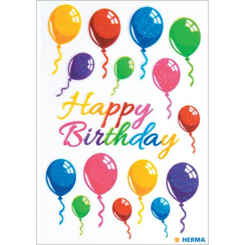 Schmucketikett Bunte Luftballon mit Glitter HERMA 15518