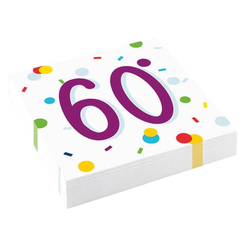 Motivserviette 60. Geburtstag, 33 x 33cm, 3-lagig AMSCAN 9906765