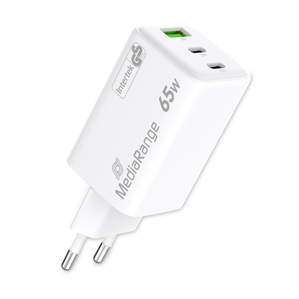 Ladegerät, USB-A, USB-C, 65W, weiß