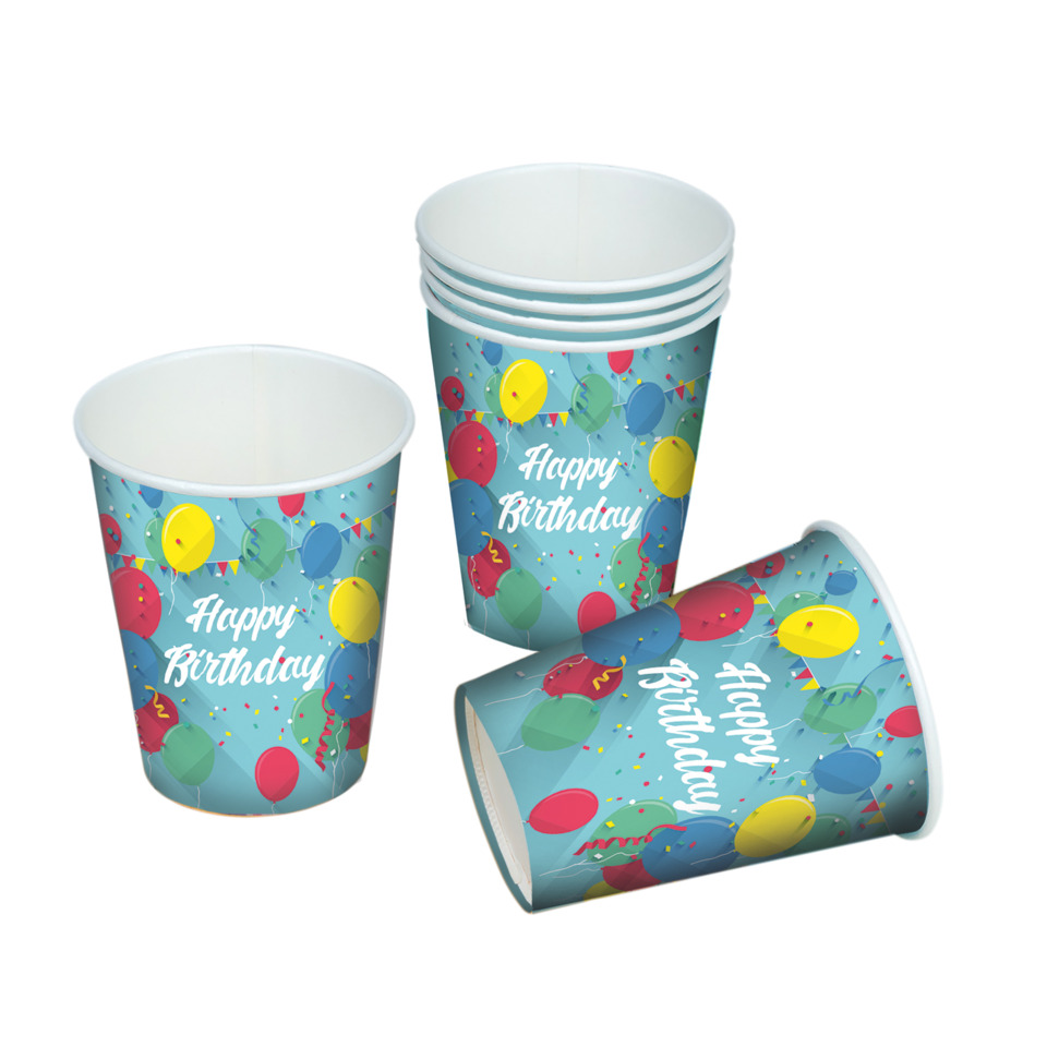 Pappbecher, Geburtstag, Ballons, Dekoration, Papierbecher