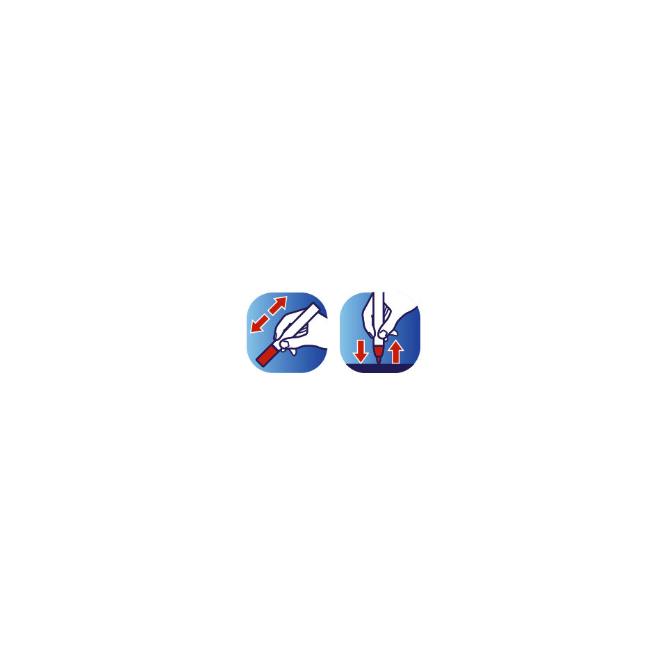 Sicherheitspin, Schere, Anleitungsymbol, Bedienungsanleitung, Werkzeuginschrift