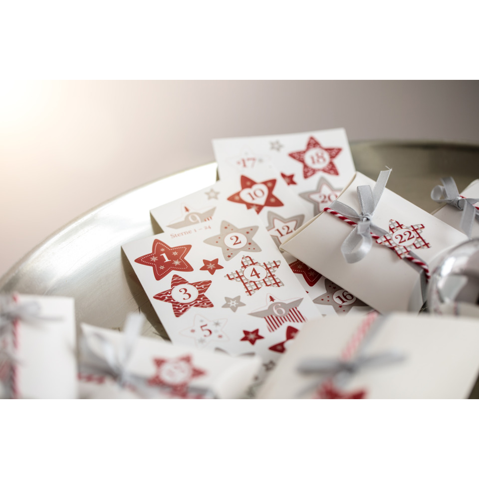  Adventskalender,  Sterne,  Geschenkgutschein?,  Kalenderkarten,  Band