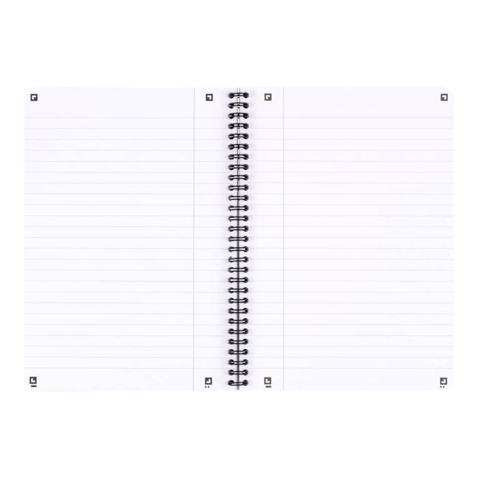 Notizbuch, Spiralheft, Randlinien, weiß, offen