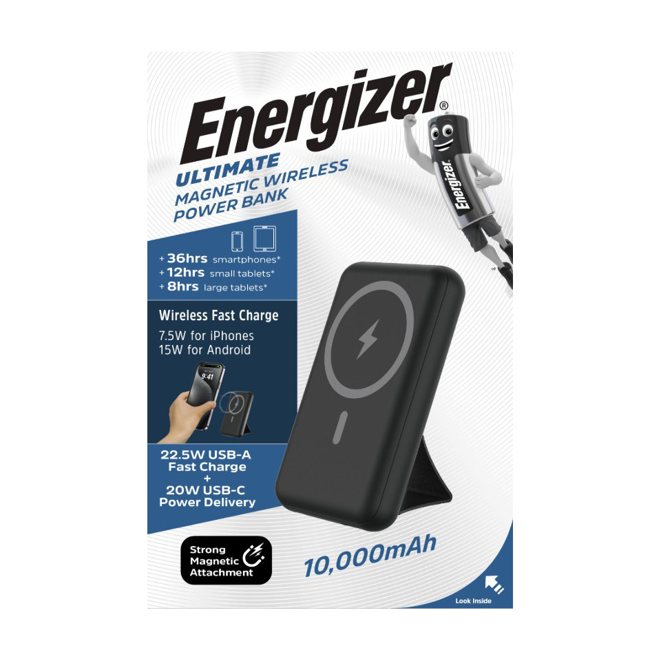 Powerbank, 10.000mAh, Magnetische Wireless, USB-C Schnellladung, USB-A Schnellladung