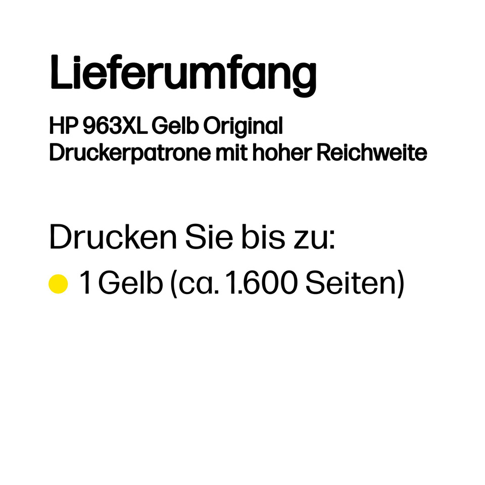 Druckerpatrone, Gelb, HP 963XL, Original, Druckerpatrone mit hoher Reichweite