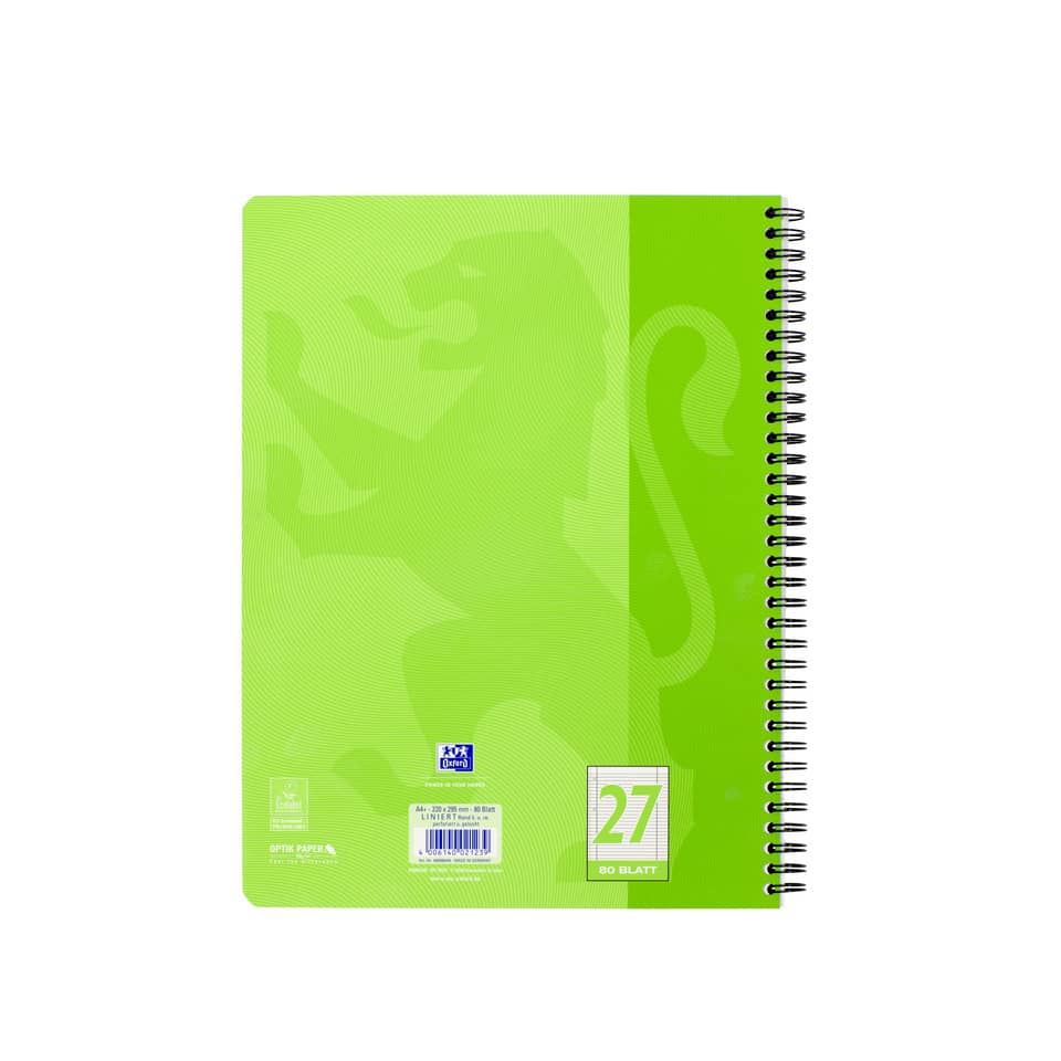 Spiralblock, Notizbuch, Kundspace, Linierte Seiten, Grün