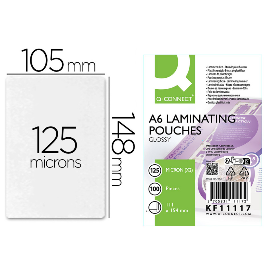 laminate, pouches, A6, glossy, mikron